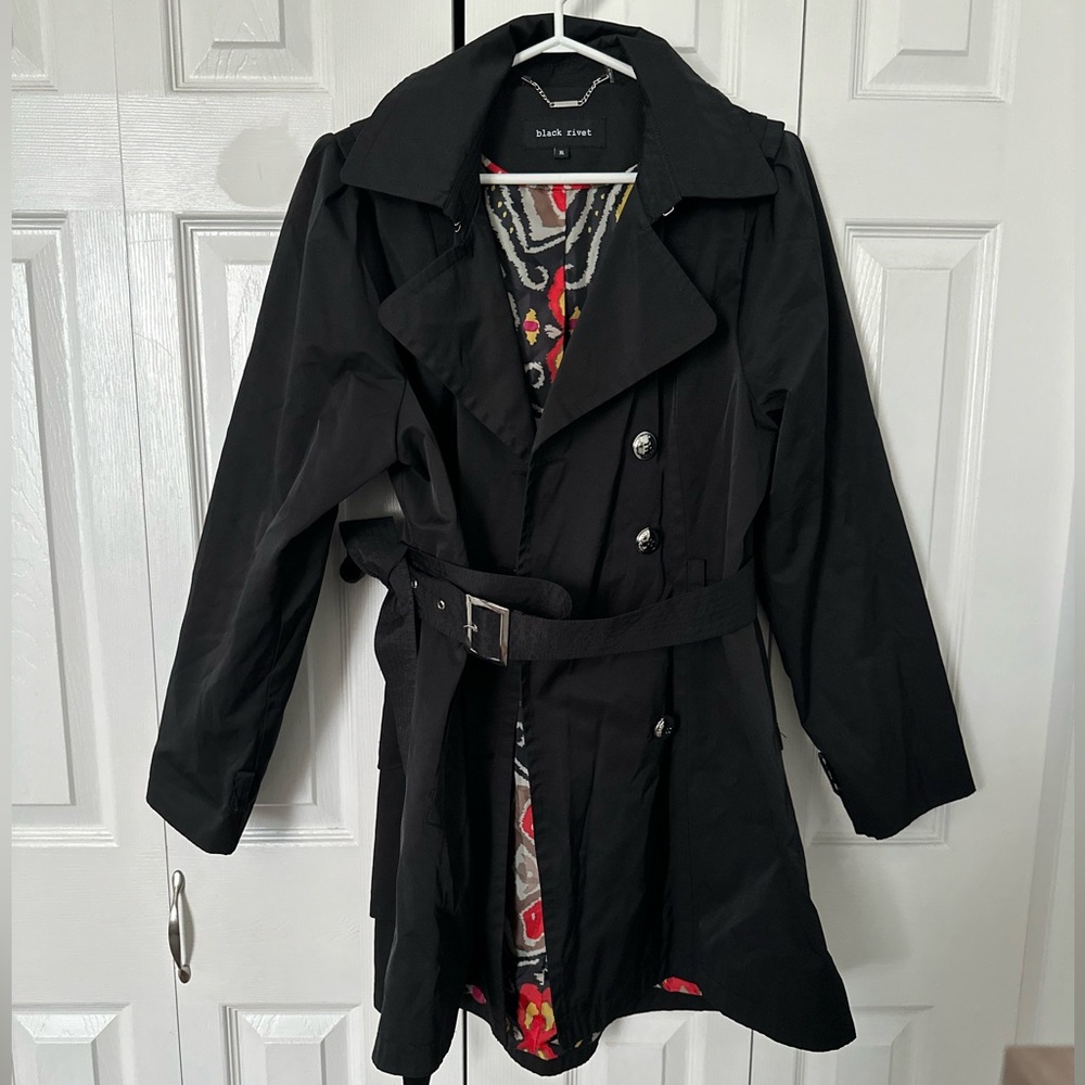 Black Rivet Black Trench Coat (XL)